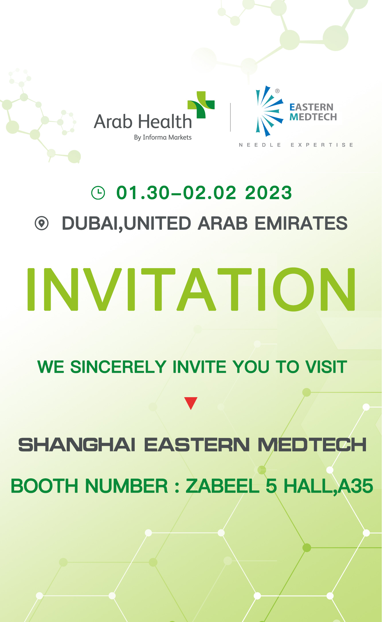 Welcome to visit us at Arab Health 2023!