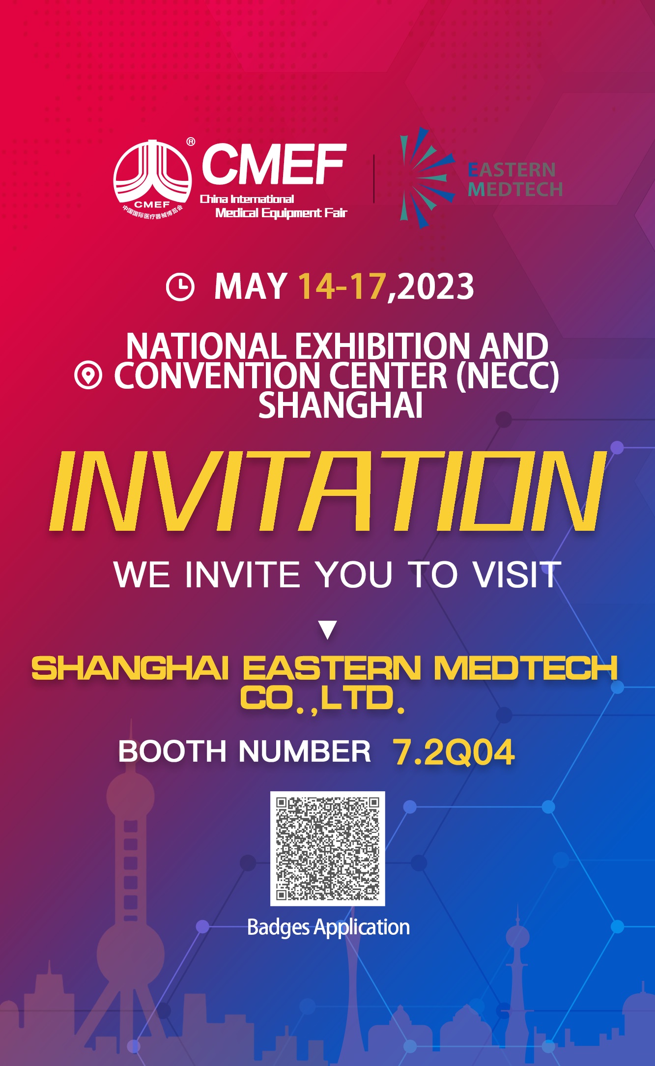 Welcome to visit us at CMEF Shanghai 2023!